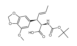 (2R,3R,E)-2-((tert-butoxycarbonyl)amino)-3-(7-methoxybenzo[d][1,3]dioxol-5-yl)hex-4-enoic acid结构式