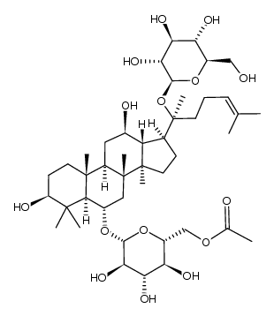 6-O-[6-O-acetyl-β-D-glucopyranosyl]-20-O-(β-D-glucopyranosyl)-20(S)-protopanaxatriol结构式