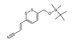 3-<<(tert-butyldimethylsilyl)oxy>methyl>-6-(2-cyanoethen-1-yl)-1,2-dithiin Structure