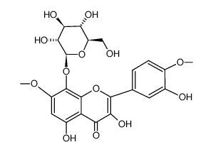 8-[(β-D-Glucopyranosyl)oxy]-3,3',5-trihydroxy-4',7-dimethoxyflavone结构式