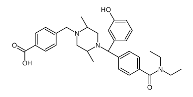 4-[[(2R,5S)-4-[(R)-[4-(diethylcarbamoyl)phenyl]-(3-hydroxyphenyl)methyl]-2,5-dimethylpiperazin-1-yl]methyl]benzoic acid Structure