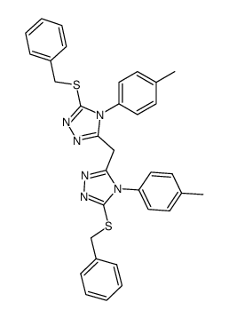 5,5'-bis-benzylsulfanyl-4,4'-di-p-tolyl-4H,4'H-3,3'-methanediyl-bis-[1,2,4]triazole Structure