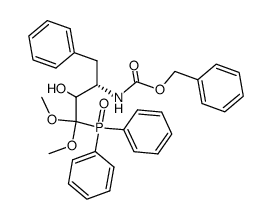 (1S,2RS)-[1-benzyl-3-(diphenyl-phosphinoyl)-2-hydroxy-3,3-dimethoxy-propyl]carbamic acid benzyl ester Structure