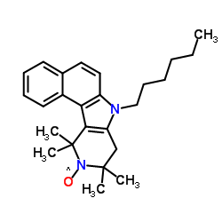 (7-Hexyl-9,9,11,11-tetramethyl-7,8,9,11-tetrahydro-10H-benzo[e]pyrido[4,3-b]indol-10-yl)oxidanyl Structure