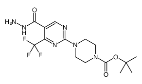 5-Pyrimidinecarboxylic acid, 2-[4-[(1,1-dimethylethoxy)carbonyl]-1-piperazinyl]-4-(trifluoromethyl)-, hydrazide Structure