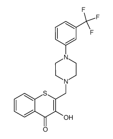 3-Hydroxy-2-<4-(3-trifluormethylphenyl)piperazinomethyl>-4H-1-benzothiopyran-4-on结构式