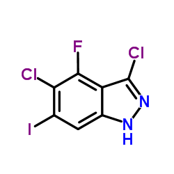 3,5-Dichloro-4-fluoro-6-iodo-1H-indazole结构式
