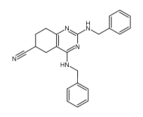 2,4-bis-benzylamino-5,6,7,8-tetrahydro-quinazoline-6-carbonitrile结构式