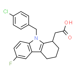 [1S,(+)]-2,3,4,9-Tetrahydro-6-fluoro-9-(4-chlorobenzyl)-1H-carbazole-1-acetic acid Structure