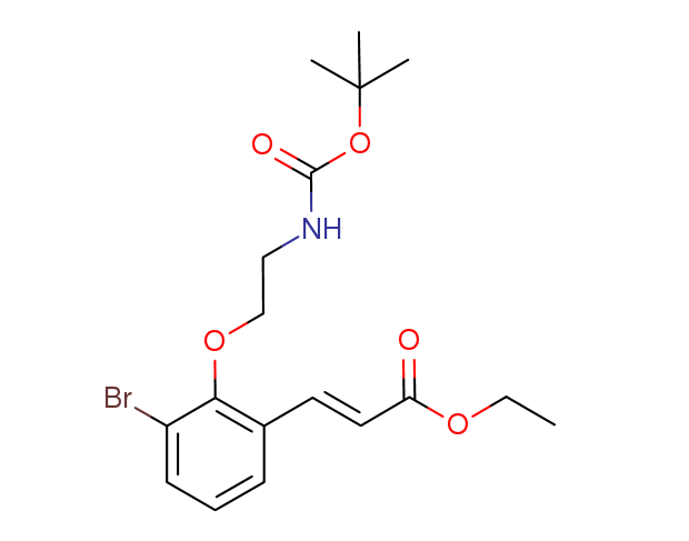 (E)-ethyl 3-(3-bromo-2-(2-((tert-butoxycarbonyl)amino)ethoxy)phenyl)acrylate结构式