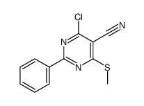 4-CHLORO-6-(METHYLSULFANYL)-2-PHENYL-5-PYRIMIDINECARBONITRILE Structure