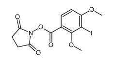N-succinimidyl-2,4-dimethoxy-3-iodobenzoate structure