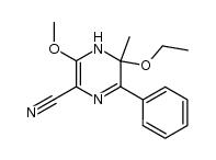 2-Cyano-5-ethoxy-3-methoxy-5-methyl-6-phenyl-4,5-dihydro-1,4-diazabenzene结构式