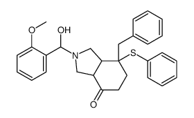 7-benzyl-2-[hydroxy-(2-methoxyphenyl)methyl]-7-phenylsulfanyl-1,3,3a,5,6,7a-hexahydroisoindol-4-one Structure