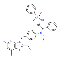 3-((4-(N-(((phenylsulfonyl)carbamoyl)phenylmethyl)-N-ethylamino)phenyl)methyl)-5,7-dimethyl-2-ethyl-3H-imidazo(4,5-b)pyridine结构式