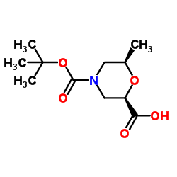 (2R,6R)-4-(tert-Butoxycarbonyl)-6-methylmorpholine-2-carboxylic acid Structure