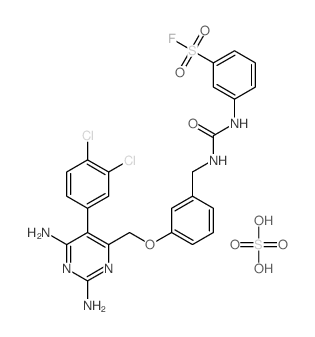 3-[[3-[[2,6-diamino-5-(3,4-dichlorophenyl)pyrimidin-4-yl]methoxy]phenyl]methylcarbamoylamino]benzenesulfonyl fluoride; sulfuric acid结构式
