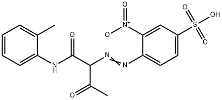 4-[1-[N-(o-Tolyl)carbamoyl]-2-oxopropylazo]-3-nitrobenzenesulfonic acid structure