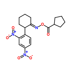Cyclopentyl({(E)-[2-(2,4-dinitrophenyl)cyclohexylidene]amino}oxy)methanone Structure