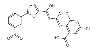 3,5-DICHLORO-2-[[[[[5-(3-NITROPHENYL)-2-FURANYL]CARBONYL]AMINO]THIOXOMETHYL]AMINO]-BENZOIC ACID Structure