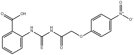 2-[[[[(4-nitrophenoxy)acetyl]amino]thioxomethyl]amino]-benzoic acid structure