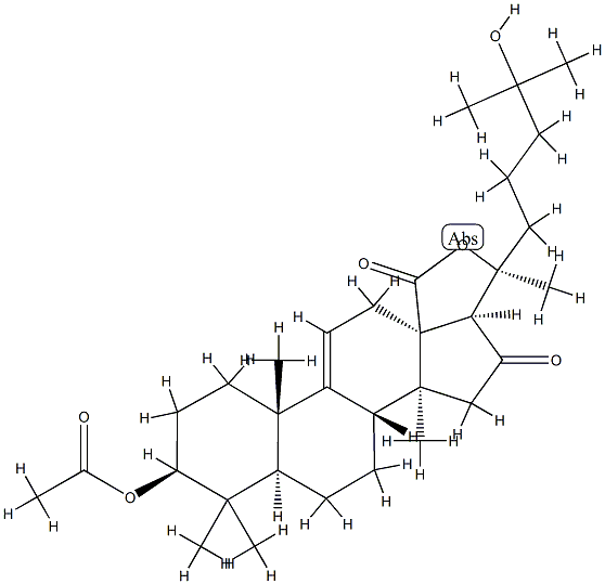 3β-(Acetyloxy)-20,25-dihydroxy-16-oxo-5α-lanost-9(11)-en-18-oic acid 18,20-lactone structure
