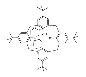 5,11,17,23-tetra-tert-butyl-25,26-bis(ethoxycarbonylmethoxy)-27,28-dihydroxycalix[4]arene结构式