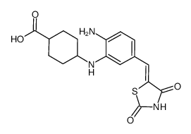 4-[2-amino-5-(2,4-dioxo-thiazolidin-5-ylidenemethyl)-phenylamino]-cyclohexanecarboxylic acid结构式