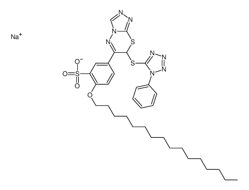 sodium 2-(hexadecyloxy)-5-[7-[(1-phenyl-1H-tetrazol-5-yl)thio]-7H-1,2,4-triazolo[3,4-b][1,3,4]thiadiazin-6-yl]benzenesulphonate structure