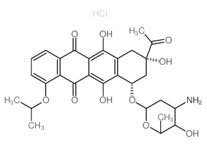 5,12-Naphthacenedione,8-acetyl-10-[(3-amino-2,3,6-trideoxy-a-L-lyxo-hexopyranosyl)oxy]-7,8,9,10-tetrahydro-6,8,11-trihydroxy-1-(1-methylethoxy)-,hydrochloride, (8S-cis)- (9CI) picture