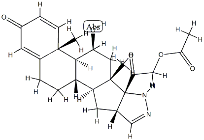 2',16β-dihydro-11β,21-dihydroxypregna-1,4-dieno[17,16-c]pyrazole-3,20-dione 21-acetate结构式
