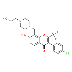 3-(4-chlorophenyl)-7-hydroxy-8-{[4-(2-hydroxyethyl)piperazin-1-yl]methyl}-2-(trifluoromethyl)-4H-chromen-4-one Structure
