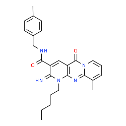 2-imino-10-methyl-N-(4-methylbenzyl)-5-oxo-1-pentyl-1,5-dihydro-2H-dipyrido[1,2-a:2,3-d]pyrimidine-3-carboxamide structure