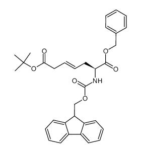 7-benzyl 1-(tert-butyl) (S)-6-((((9H-fluoren-9-yl)methoxy)carbonyl)amino)hept-3-enedioate结构式