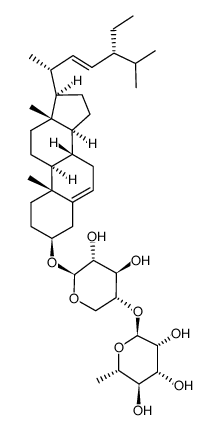 saponin A (stigmasta-5,22-diene-3β-O-α-L-rhamnopyranosyl(1 -> 4)-β-D-xylopyranoside) Structure
