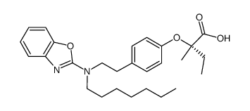 (-)-S-2-{4-[2-(N-heptyl-N-(benzoxazol-2-yl)amino-ethyl)]phenoxy}-2-methylbutanoic acid结构式