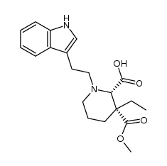 (2S,3R)-1-(2-(1H-indol-3-yl)ethyl)-3-ethyl-3-(methoxycarbonyl)piperidine-2-carboxylic acid Structure