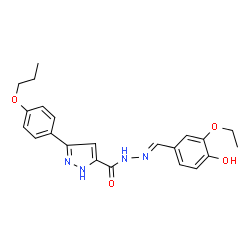 N'-[(E)-(3-ethoxy-4-hydroxyphenyl)methylidene]-3-(4-propoxyphenyl)-1H-pyrazole-5-carbohydrazide structure