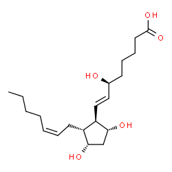 (+)-1-Decarboxy-1-methyl-20-nor-19-carboxyprostaglandin F(sub 2-alpha)结构式