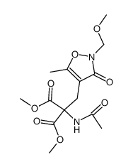 methyl 2-acetamido-2-methoxycarbonyl-3-(2-methoxymethyl-5-methylisoxazolin-3-on-4-yl)propanoate结构式