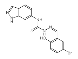 Hydrazinecarbothioamide,2-[(5-bromo-2-hydroxyphenyl)methylene]-N-1H-indazol-6-yl- structure