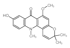 7H-Pyrano[2,3-c]acridin-7-one,3,12-dihydro-9-hydroxy-6-methoxy-3,3,12-trimethyl- Structure