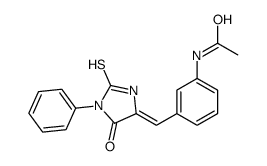 N-[3-[(5-oxo-1-phenyl-2-sulfanylideneimidazolidin-4-ylidene)methyl]phenyl]acetamide Structure