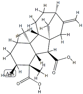 2β-Hydroxy-1β,4aα-dimethyl-8-methylenegibbane-1α,10β-dicarboxylic acid结构式