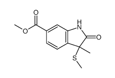 3-methyl-3-methylsulfanyl-2-oxo-2,3-dihydro-indole-6-carboxylic acid methyl ester Structure