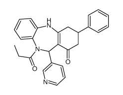 9-phenyl-5-propanoyl-6-pyridin-3-yl-8,9,10,11-tetrahydro-6H-benzo[b][1,4]benzodiazepin-7-one Structure