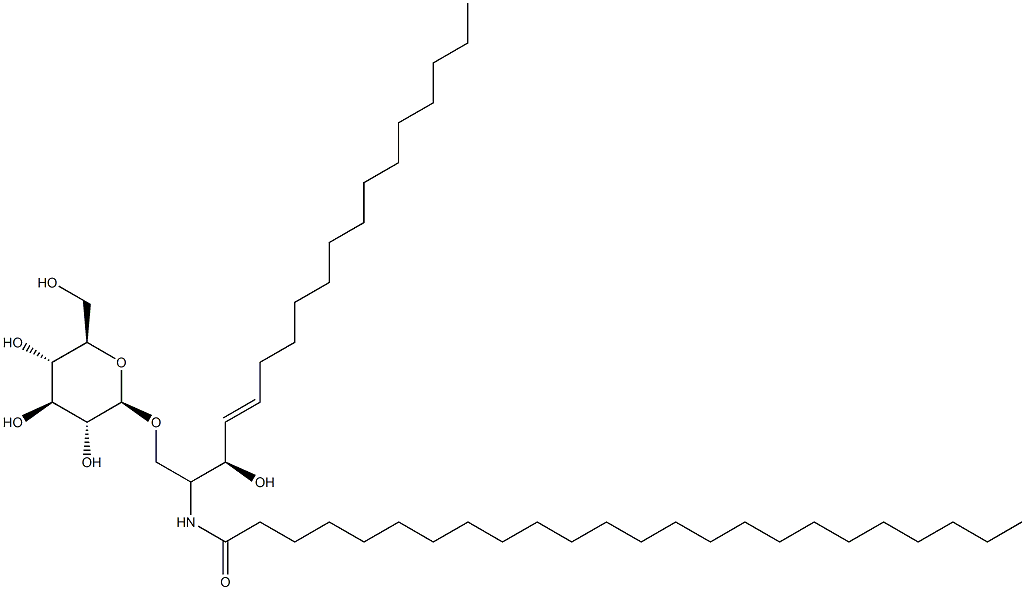 1-O-(β-D-Glucopyranosyl)-N-tetracosanoylsphingosine结构式