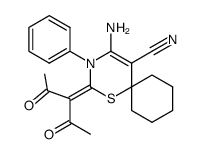 spiro[4-amino-2-(1-acetyl-2-oxopropylidene)-5-cyano-3-phenyl[1,3]thiazine-6:1'-cyclohexane] Structure