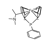 [2-(α-(dimethylamino)ethyl)-1,1'-ferrocenediyl]phenylphosphine Structure