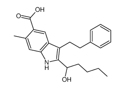 2-(1-hydroxypentyl)-6-methyl-3-(2-phenylethyl)-1H-indole-5-carboxylic acid structure